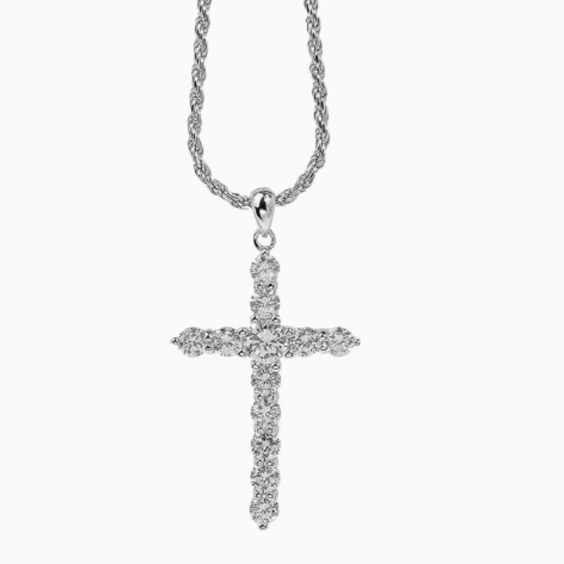 S925 Sterling Silver Necklace w/ Moissanite cross pendant