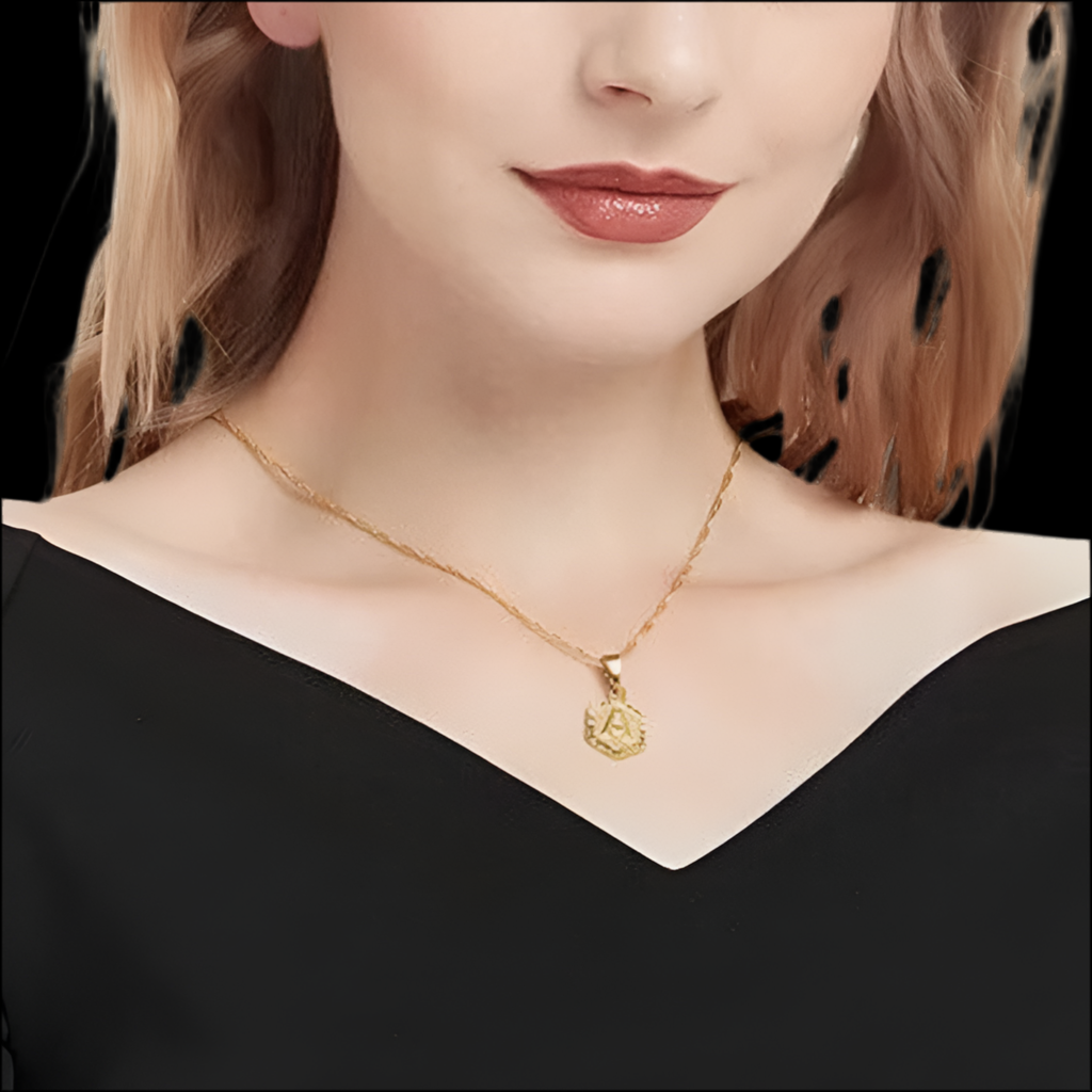 Ramped Letter Pendant with Chain 18k Gold Plated