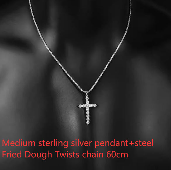 S925 Sterling Silver Necklace w/ Moissanite cross pendant